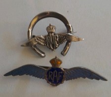 Two Wartime Silver & Enamel Military Sweetheart Brooches Royal Air Force 