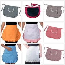 Women Kitchen Apron for Cooking Baking Gardening Ruffled Waist Apron with Pocket
