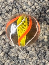 Antique German Marble yellow latticino 16mm