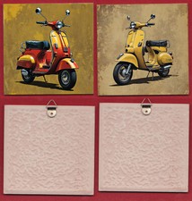 2 x 11cm VESPA LAMBRETTA SCOOTER CERAMIC TILE PICTURE ART MOD SKINHEAD