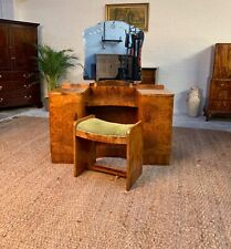 Burr Walnut Art Deco Dressing Table With Matching Stool