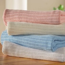 Cellular Blanket Single Double King Pram Ultra soft Cozy Breathable 100% Cotton 