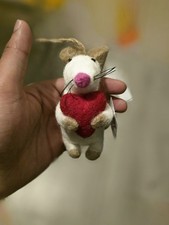 Handmade felted white mouse - felted,