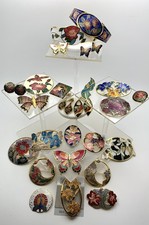 Vintage Cloisonné Enamel Jewellery Collection: 25 Brooches, Earrings & Bangles