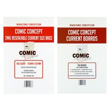 Comic Concept RESEALABLE Comic Bags and Backing Boards -- CURRENT Size
