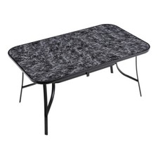 Black Marble Effect Garden Dining Table Tempered Glass Round/Square/Rectangle