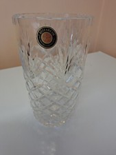 VINTAGE ELIZABETH HAND CUT LEAD CRYSTAL 22CM TALL CYLINDRICAL GLASS VASE