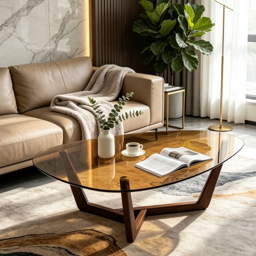 Triangle glass coffee table - triangle,