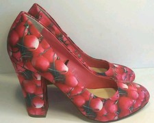 RED HERRING SIZE 4 CHERRIES FABRIC COURT SHOES A42103025B269A