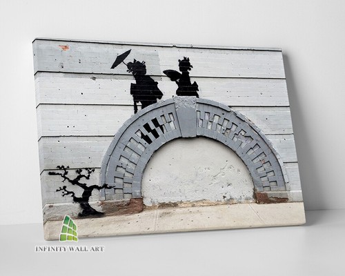 Banksy geisha bridge graffiti - banksy,