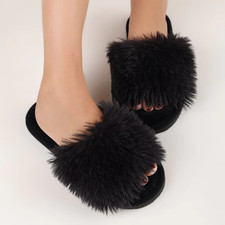 LADIES WOMENS FAUX FLUFFY FUR