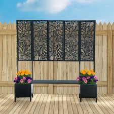Ornate Bench with Planters and