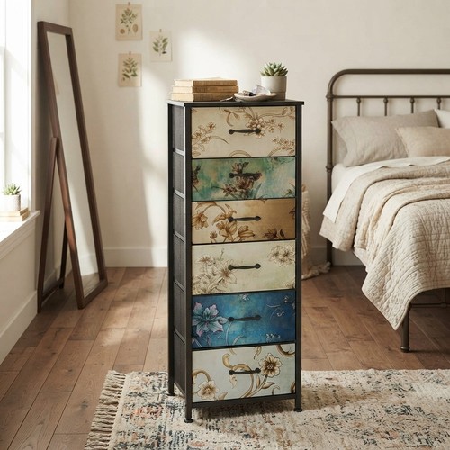 Tall fabric dresser with - fabric,