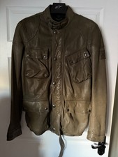 Belstaff Leather Speedmaster Jacket. Olive Green Size: 50/40uk