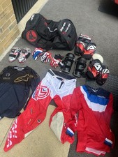 Full Set Motocross Biking Gear Medium Knee Pads Gloves Goggles Bag