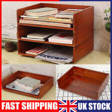 1-5 Layer Wooden Filing Storage Magazine Holder Tray A4 Paper Files Tidy Tray UK