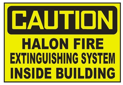 Caution halon fire - halon, system