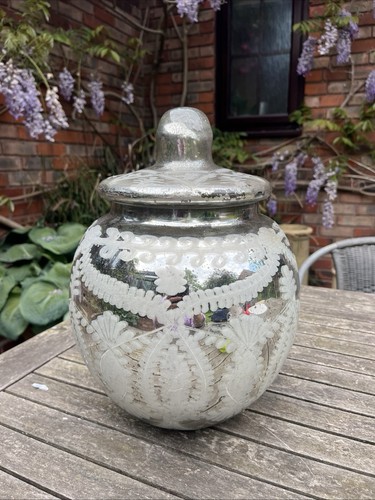 Huge mercury glass lidded - mercury, jar