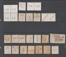 GB KGV, KE8, QE2 Perfins x 25 Including 2 x 1/- & 2/6 Seahorse.