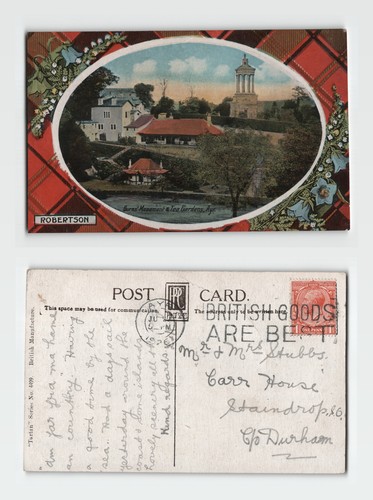 Postcard burns monument and - -,