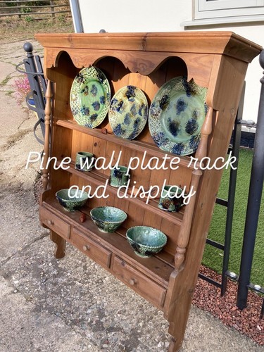 Pine plate rack wall mounted - plate,