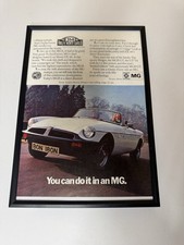 Framed Original 1976 Classic MG MGB White Magazine Advert Poster Man Cave Retro