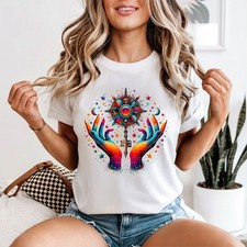 Cosmic Esoteric Hands Key Spirituality Womens T-Shirt Mystical Art