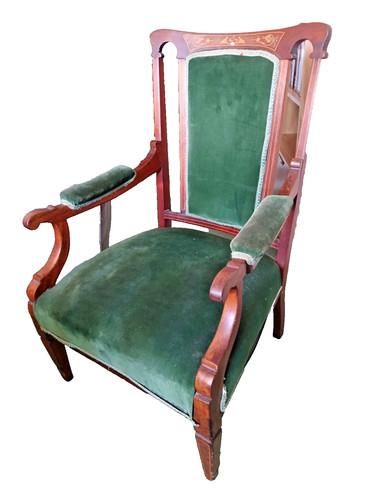 Vintage green velvet wooden - green,