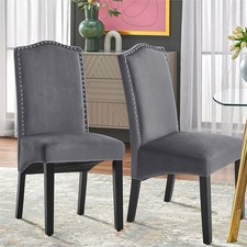 Set of 2 Velvet Suede Dining