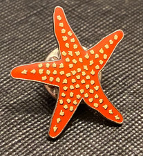 VINTAGE ORANGE ENAMELLED STAR FISH PIN BADGE 2.5 X 2.5CM NOT SCRAP