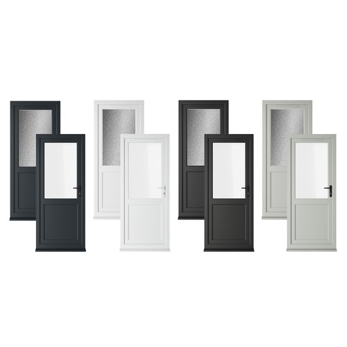 Upvc single door half - upvc, glass