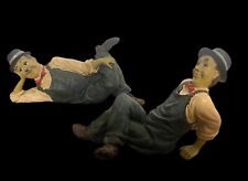 Laurel and Hardy Lying Down Figurine Statues Set Resin