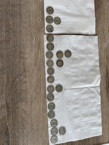 Silver sixpence coins - x,