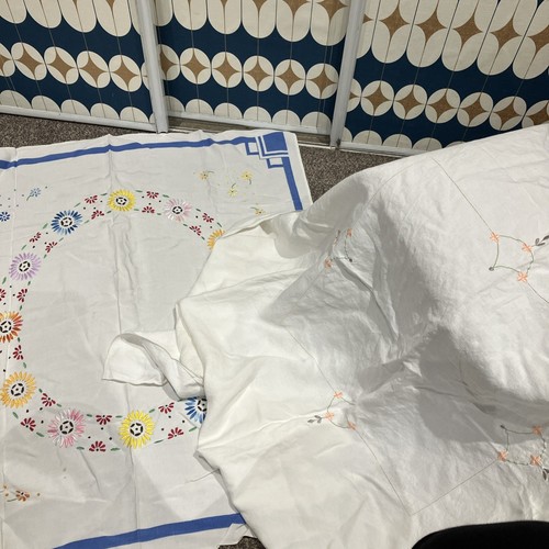 Two hand embroidered linen - hand,