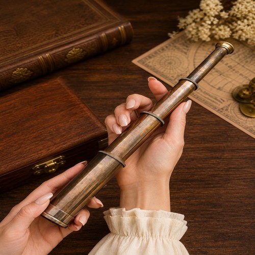 Antique finish brass telescope - antique,
