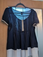 MATERNITY Ladies MAMA H&M Pretty Sheer Top Size M Medium Approx 12-14 Navy