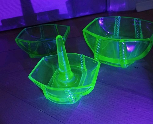 Uranium glass vanity set - uranium,