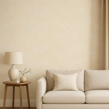 Vintage Wilman Luxury Wallpaper  Veronique Amber Bamboo Beige Leaf Pattern