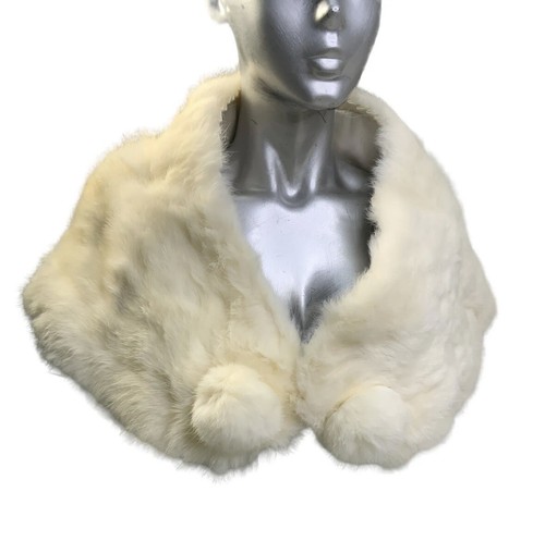 Vintage ivory fur wrap - fur, stole