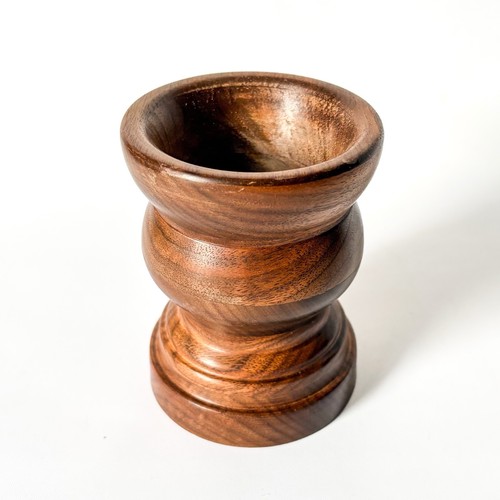 Turned wooden candlestick - wooden,