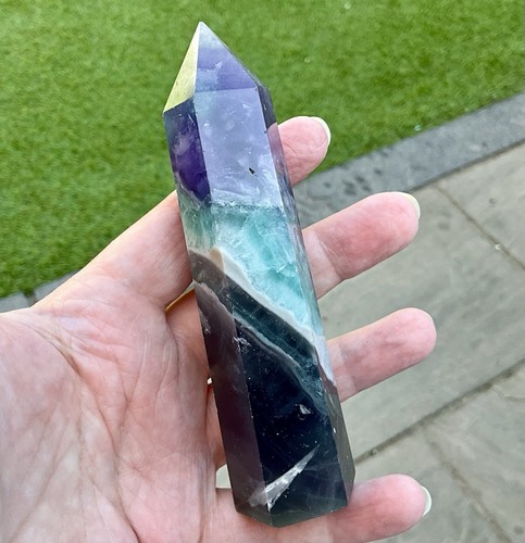 Rainbow fluorite crystal tower - fluorite,