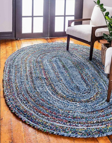 Oval rug 100 natural denim - rug,