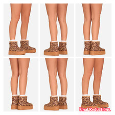 SALE LEOPARD PRINT FAUX-SUEDE LADIES SIZE 6 FAUX-FUR LINING PLATFORM ANKLE BOOTS