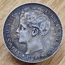 1900 Spain 1 Peseta Silver Coin
