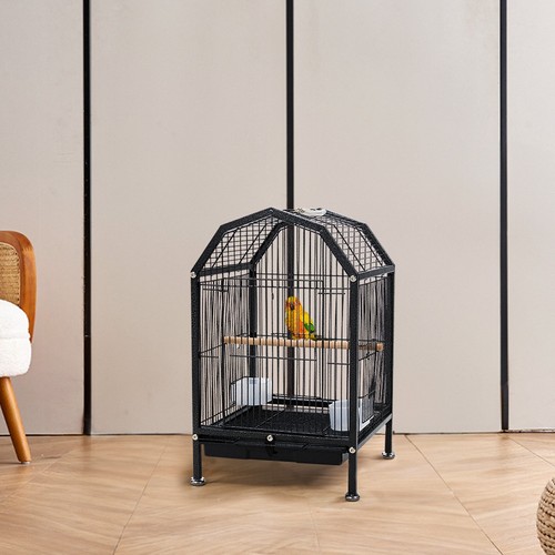 Metal bird cage with perch - bird,