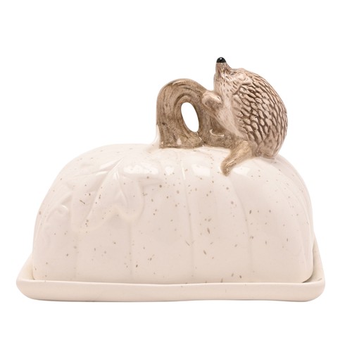 Butter dish hedgehog glazed - butter,