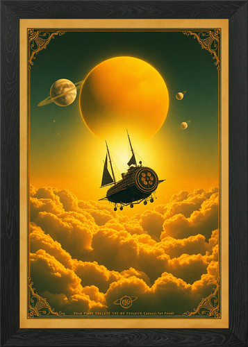 Steampunk airship battle above - battle,