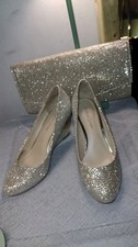 ROLAND CARTIER BRAND NEW WEDGE GOLD SHIMMER SHOES & MATCHING BAG UK 3 EUR 36