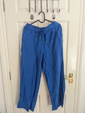 Cobalt Blue Trousers Elasticated Waist Size 10 F&F Gold Details