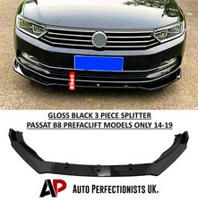 VW Passat Gloss Black Front Splitter Spoiler Lip Body Kit Aero Extension 14-19